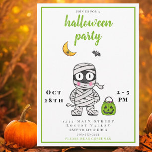 Cute Mummy Halloween Party / Fun Spooky Halloween Invitation