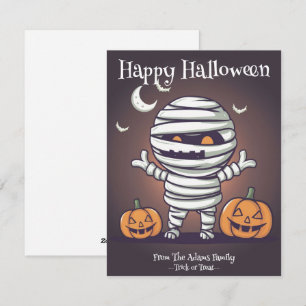 Cute Mummy Illustration Halloween Holiday Card