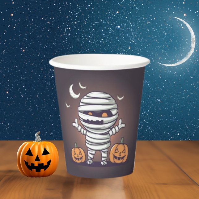 Cute Mummy Illustration Halloween Paper cup (Creator Uploaded)