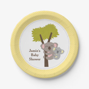 Cute Mummy Koala Bear Baby Shower Party Paper Plate