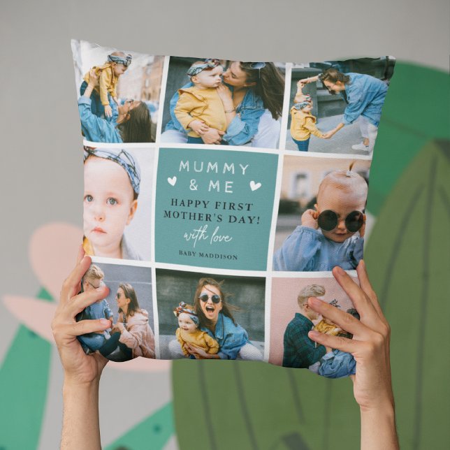Cute 'Mummy & Me' Photo Collage 1st Mother's Day Cushion (Creator Uploaded)