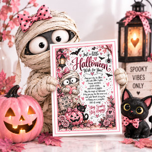 Cute Mummy Pink Halloween Card