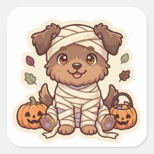 Cute Mummy Puppy Halloween Pumpkin Sticker
