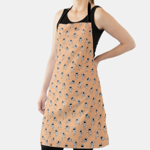 Cute mummy seamless pattern red background apron