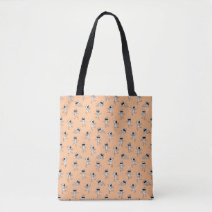 Cute mummy seamless pattern red background tote bag
