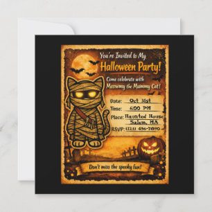 Cute Mummy Spooky Cat Invitation
