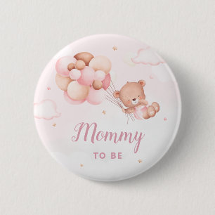 Cute Mummy To Be Boho Teddy Bear Baby Shower 6 Cm Round Badge