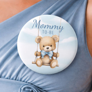 Cute Mummy To Be Teddy Bear Baby Shower Button