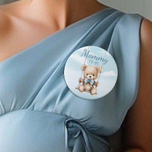 Cute Mummy To Be Teddy Bear Baby Shower Button