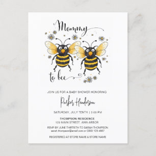 Cute Mummy To Bee Baby Shower Invitation Postcard