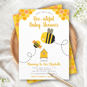 Cute Mummy to Bee Baby Shower Whimsical Kawaii Invitation
