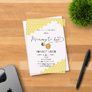 Cute Mummy To Bee Honeycomb Baby Shower Acrylic Invitations