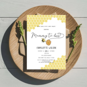 Cute Mummy To Bee Honeycomb Baby Shower Invitation