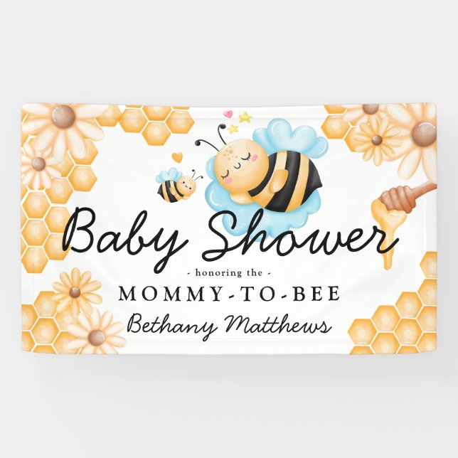Cute Mummy-to-Bee Summer Baby Shower  Banner (Horizontal)