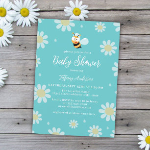 Cute Mummy to Bee Summer Spring Baby Boy Shower Invitation