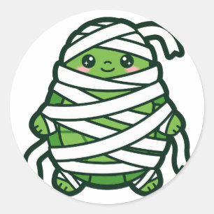 Cute Mummy Turtle Halloween Classic Round Sticker