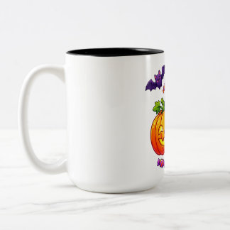 Cute Mummy with Pumpkin Halloween Two-Tone Coffee Mug