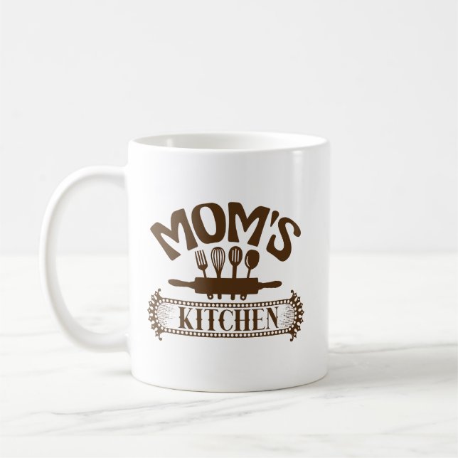Cute Mum's kitchen word art  Coffee Mug (Left)
