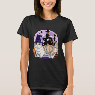 Cute Munchkin Cat Halloween Witch Pumpkin T-Shirt