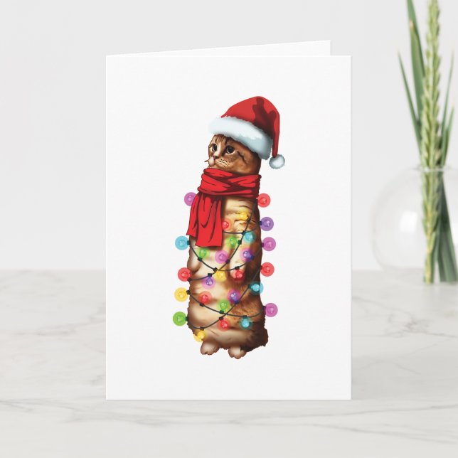 Cute Munchkin Cat Lover Funny Xmas Holiday Gift Card (Front)