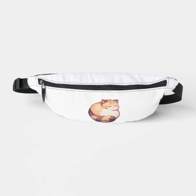Cute Munchkin Cat Sleeping Classic T-Shirt Bum Bags (Front)