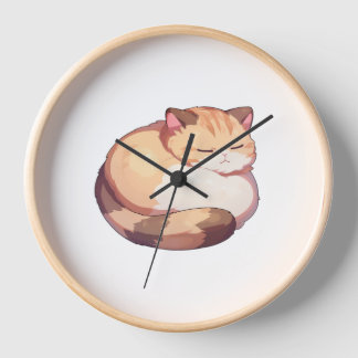 Cute Munchkin Cat Sleeping Classic T-Shirt Clock