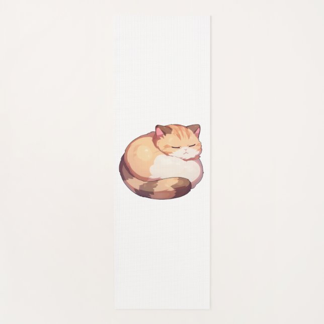 Cute Munchkin Cat Sleeping Classic T-Shirt Yoga Mat (Front)