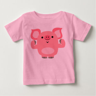 Cute Muscled Cartoon Pig Baby T-Shirt