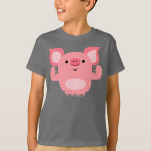 Cute Muscled Cartoon Pig Children T-Shirt