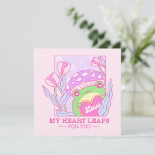 Cute Mushroom and Frog - My Heart Leaps For You