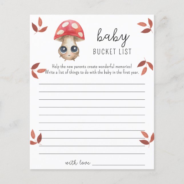 Cute mushroom - Baby bucket list game (Front)