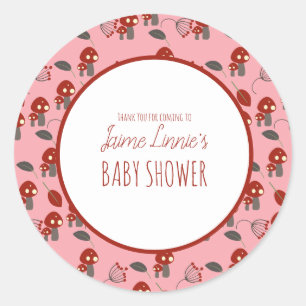Cute Mushroom Baby Shower Garden Forest Thank You Classic Round Sticker