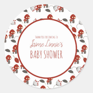 Cute Mushroom  Baby Shower Garden Forest Thank You Classic Round Sticker