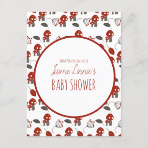 Cute Mushroom  Baby Shower Garden Forest Thank You Postcard