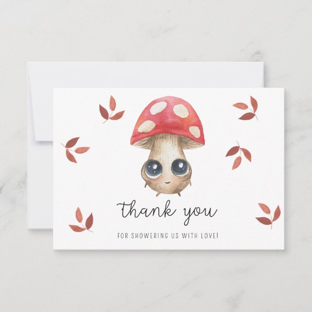 Cute mushroom - baby shower thank you  card (Front)