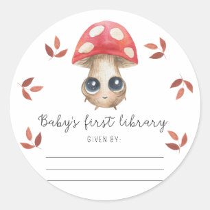 Cute mushroom - bookplate, books for baby classic round sticker