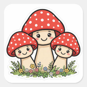 Cute Mushroom Buddies Cottagecore Sticker