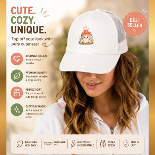 Cute Mushroom Cat Trucker Hat – Kawaii Cottagecore