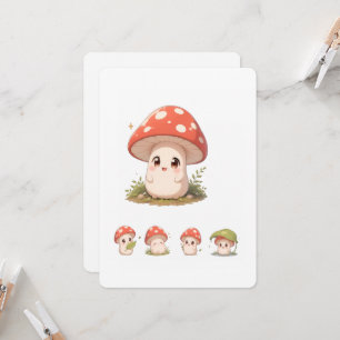 Cute Mushroom Character Greeting Card – Kawaii Cot
