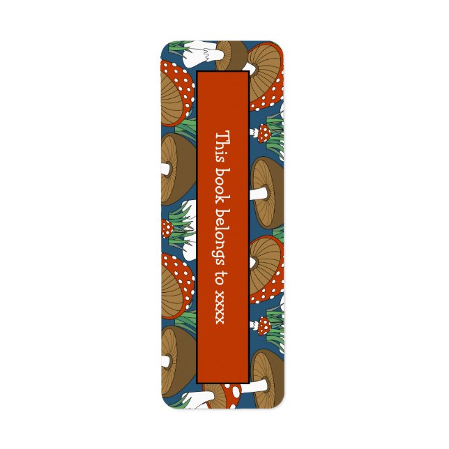 Cute Mushroom Doodle Book Label Design (Front)