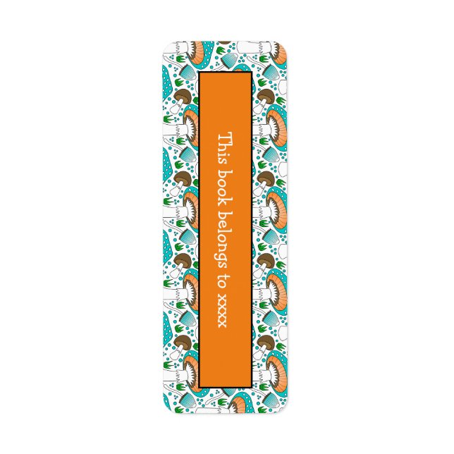 Cute Mushroom Doodle Book Label Design (Front)