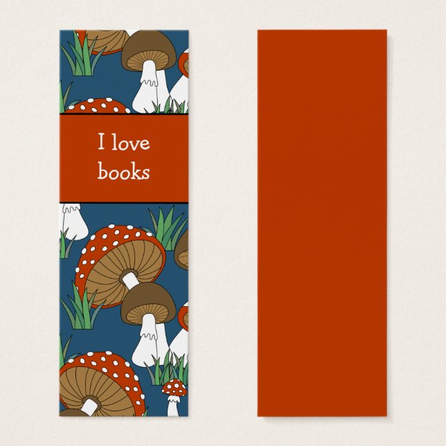Cute Mushroom Doodle Bookmark Design (Front & Back)