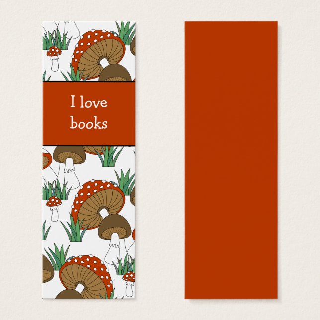 Cute Mushroom Doodle Bookmark Design (Front & Back)
