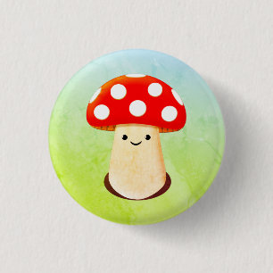 Cute Mushroom Drawing 3 Cm Round Badge