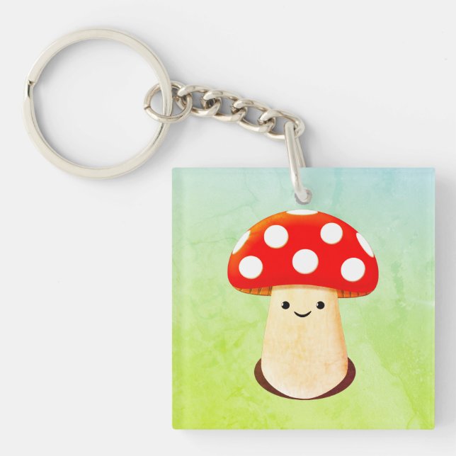 Cute Mushroom Drawing Key Ring (Front)