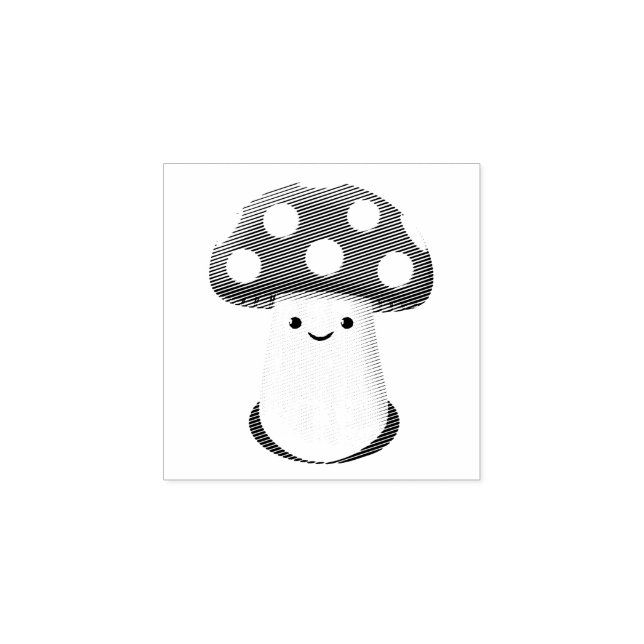 Cute Mushroom Drawing Rubber Stamp (Imprint)