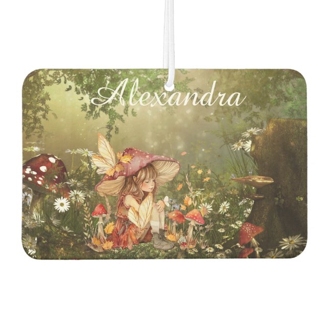 Cute Mushroom Fairy in the Forest Car Air Freshener (Front)