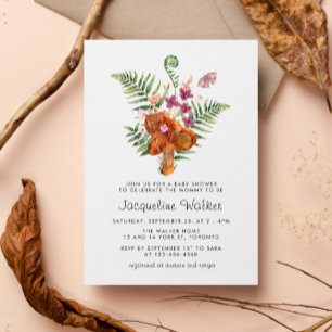 Cute Mushroom Fall Baby Shower Invitation