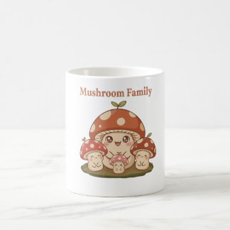 Cute Mushroom Family Retro Kawaii Forest Fungi Art Coffee Mug