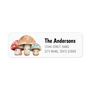 Cute Mushroom Family Return Address Labels